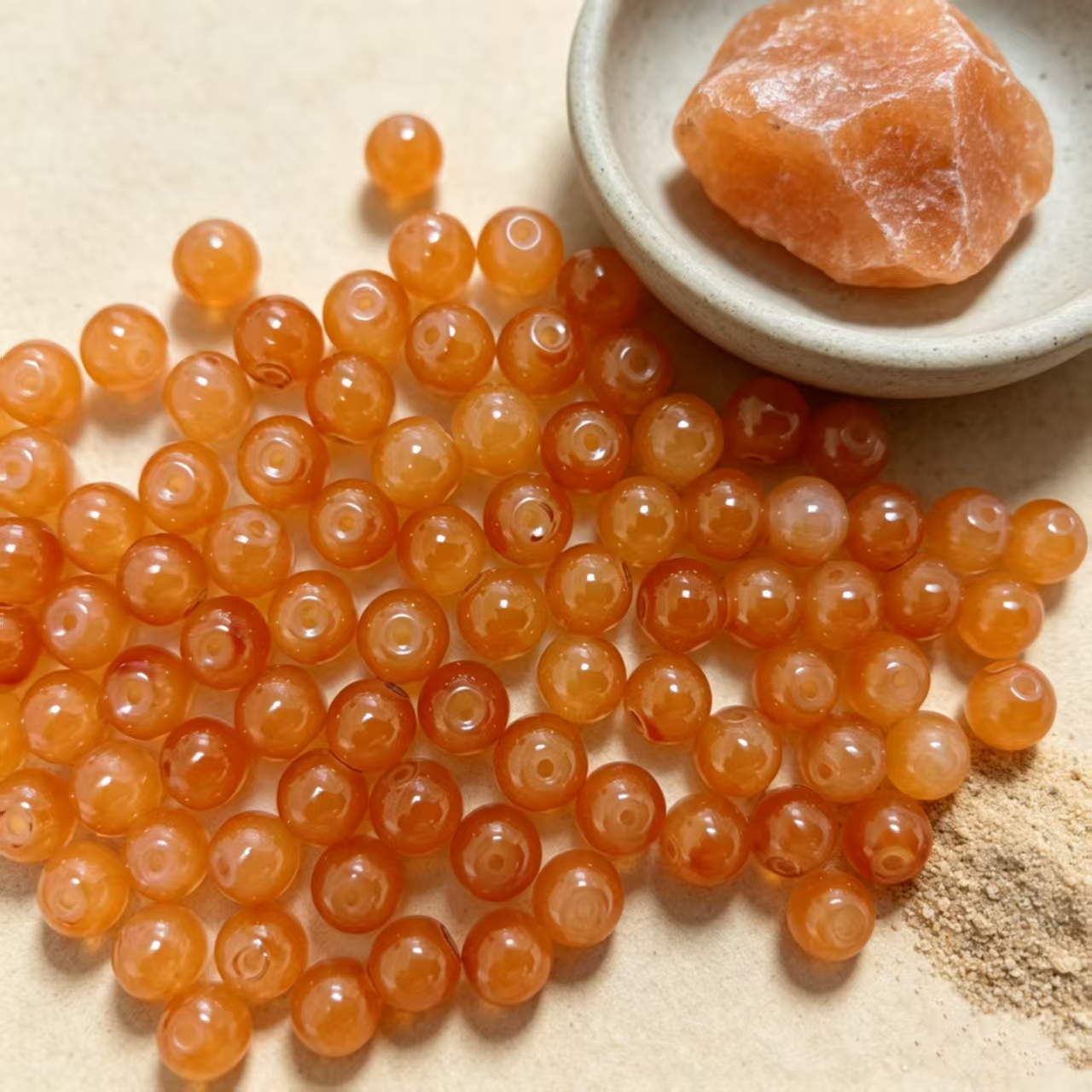 30pcs Caramel-Coloured Round Loose Beads for DIY