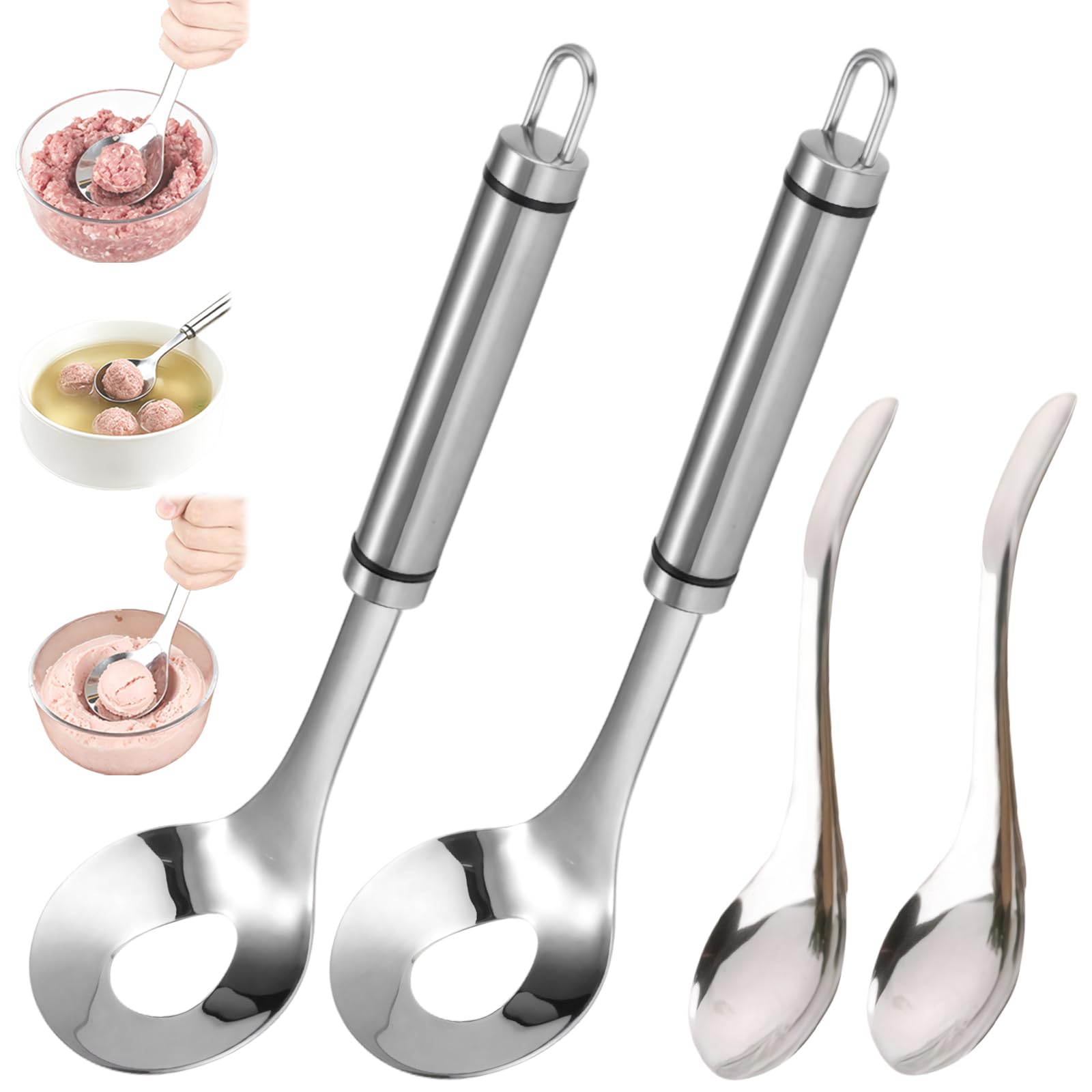 Image of 2027 New Stainless Steel Meatball Maker, Meatball Maker Spoon, 1 Set