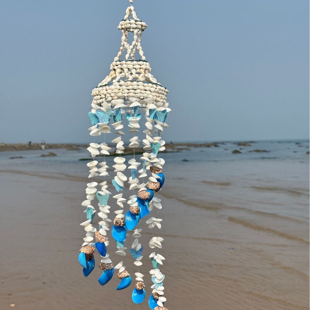TEMU 1pc Natural Shell Wind Chime Travel Commemorative Home Decoration Hanging Creative Handmade Wind Chime Festival Gift
