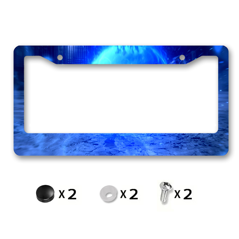 TEMU Cache de cadre de plaque d'immatriculation en métal avec motif terre craquelée lumineuse pour la décoration de voiture, idéal pour Odyssey