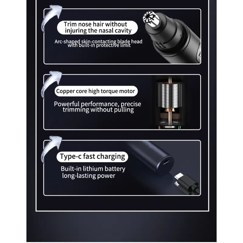 1 a6 usb rechargeable hair trimmer   facial hair removal multifunctional trimmer with   easy to clean noise reducing motor portable travel beauty tool suitable for   men and women Product details 8