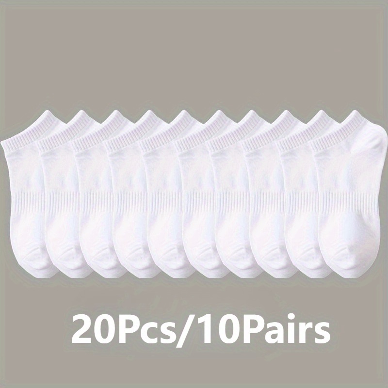 E-shop 20 Stück/10 Stück Unisex Weiße Socken - Weich und Atmungsaktiv, für Alle Jahreszeiten mit einem Low-Top-Style, für Männer und Frauen, Niedliche