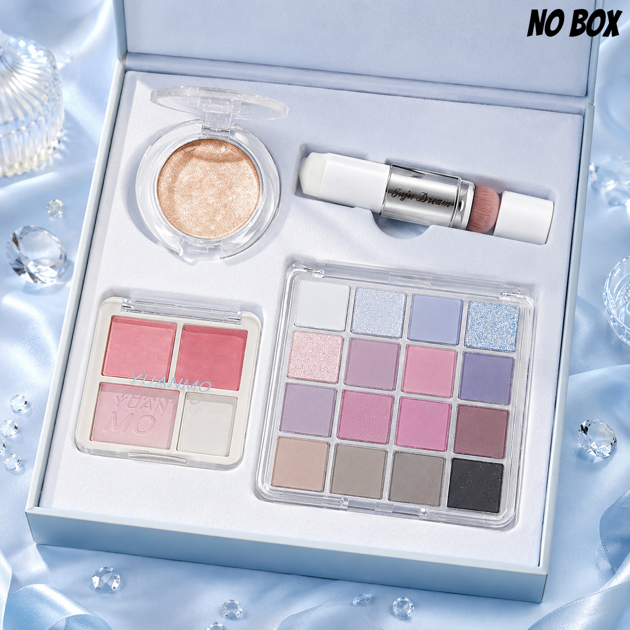 Image of 4pcs Women' Full Face Makeup Kit With Eyeshadow Palette, Highlighter, Lipstick & Lip Gloss - Collection Suitable For Daily Wear, Parties, Photo Shoots, Gift Set () - Creamy Palette & Lip Gloss For