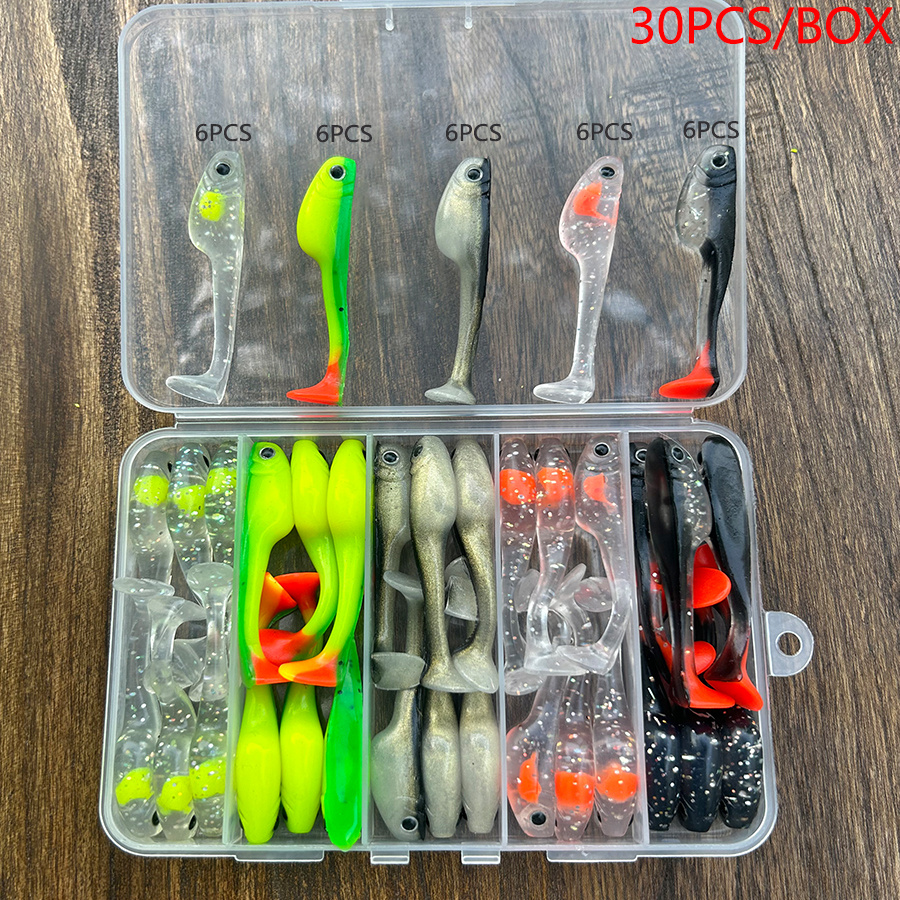 30pcs/BOX * Fishing Lures Set Soft Plastic Baits Artificial * for * Pike  Carp Fishing Tackle Drop Shot Swimbait