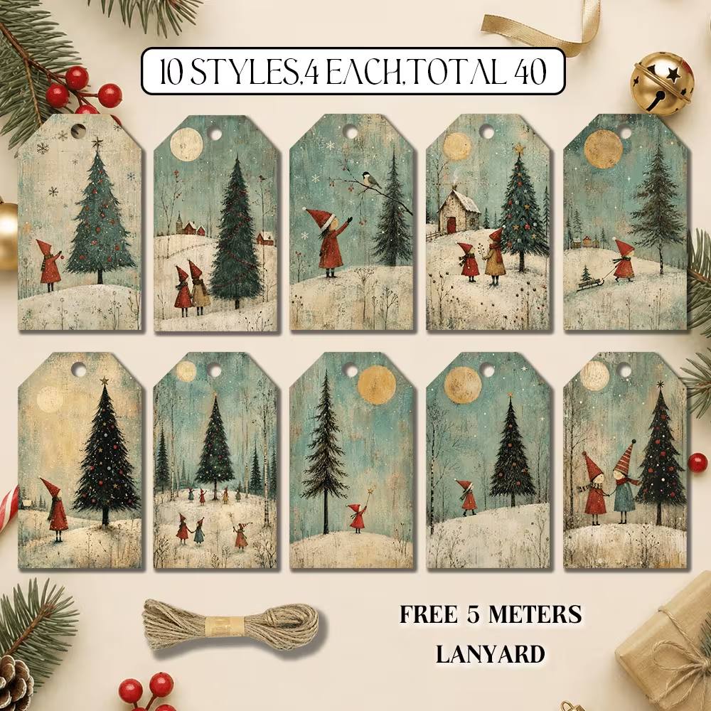 TEMU 10 Stück Holz-Weihnachtsbaumschmuck im Vintage-rustikalen Stil, Baumdekoration im Landhausstil, natürliche Holz-Anhänger zum Aufhängen für