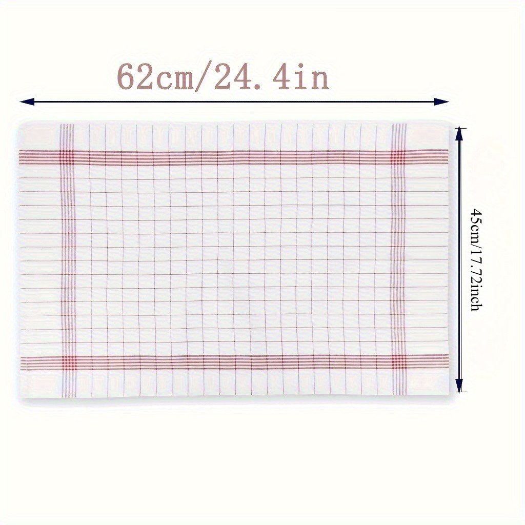 12pcs Classic Plaid Dish Towels - Ultra-Soft Microfiber Cleaning Cloths with Red & White Checkered Pattern, Durable & Absorbent for Kitchen, Bathroom, Living Room