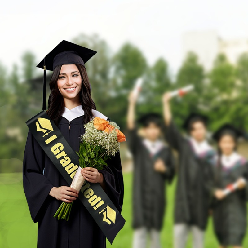 2pcs graduation cap sash set graduated banner black plastic Temu