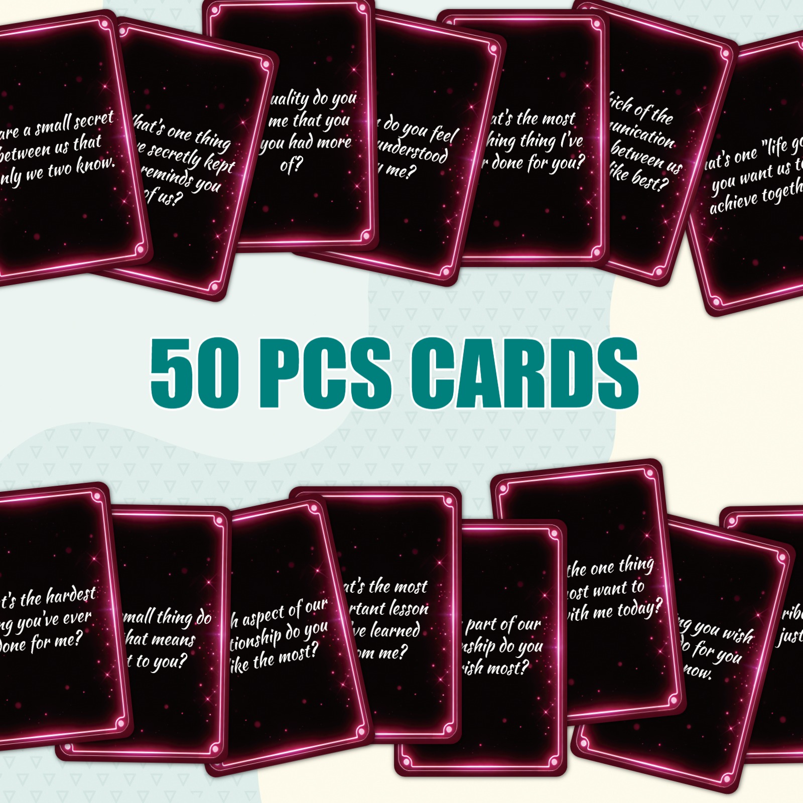 TEMU 50 cartes de conversation pour couples pour une communication profonde, bordure noir rose, jeu de questions, cartes d'amélioration de la entre