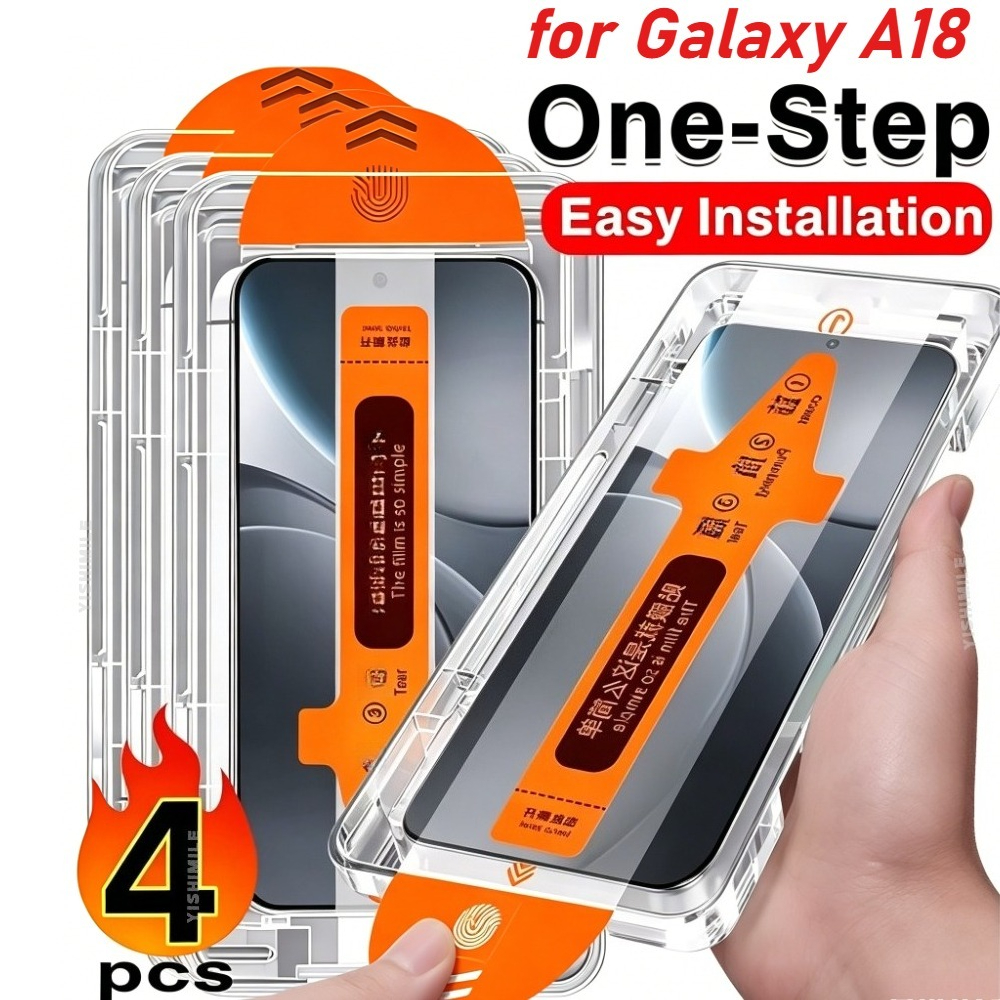 TEMU 4pcs High-definition Tempered Glass Screen Protectors For For Galaxy A06 A07 A15 A16 A17 A18 A25 A26 A34 A35 A36 A37 A54 A55 A56 A57, Automatic