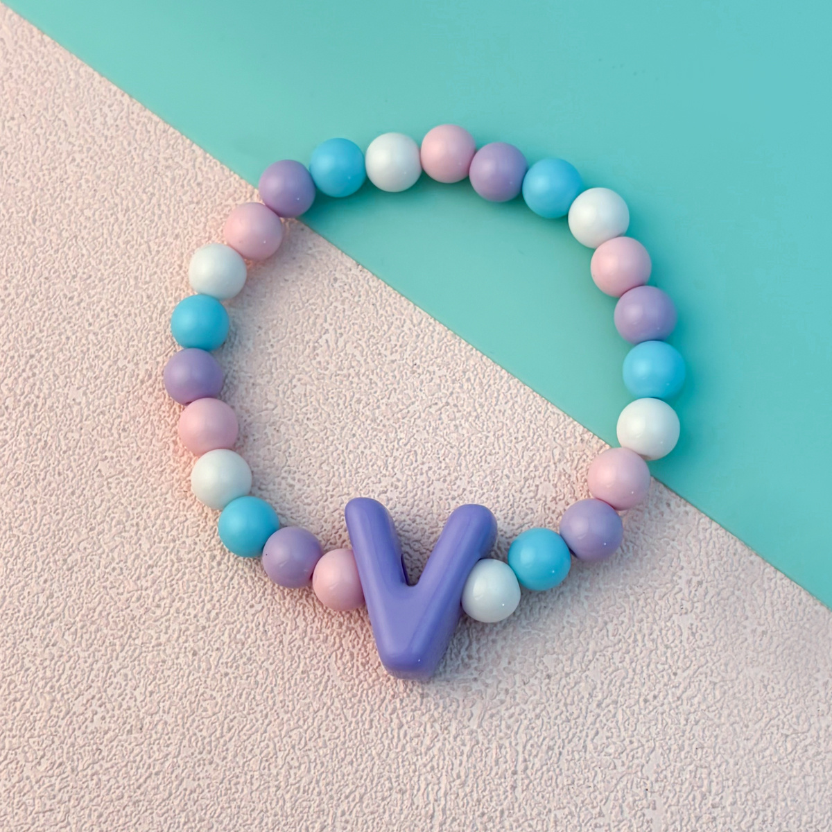 Playful Cartoon Macaron Multicolor Letter Elastic Bracelet