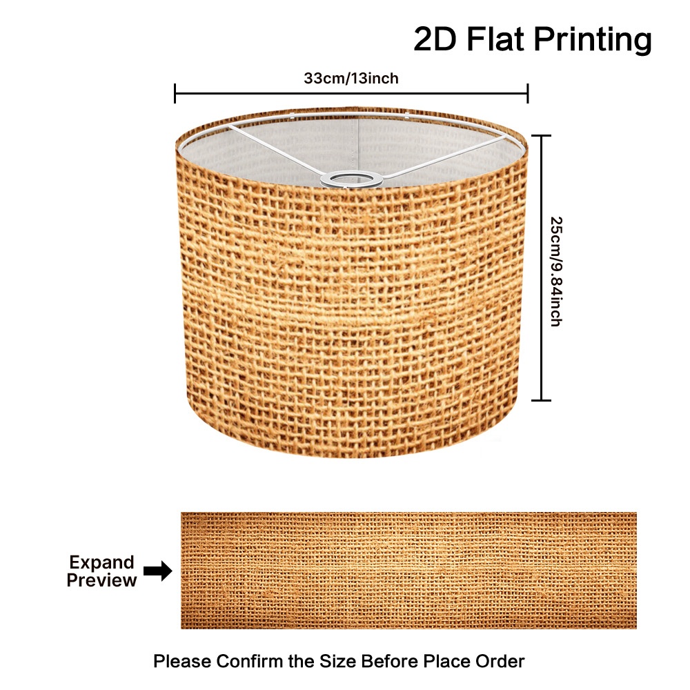TEMU (2d Flat) Woven Jute Grid Lampshade - Easy To Assemble, Home , Soft Light Great For Multi- Lamp Shade Replacement, Rental Home Makeover And New