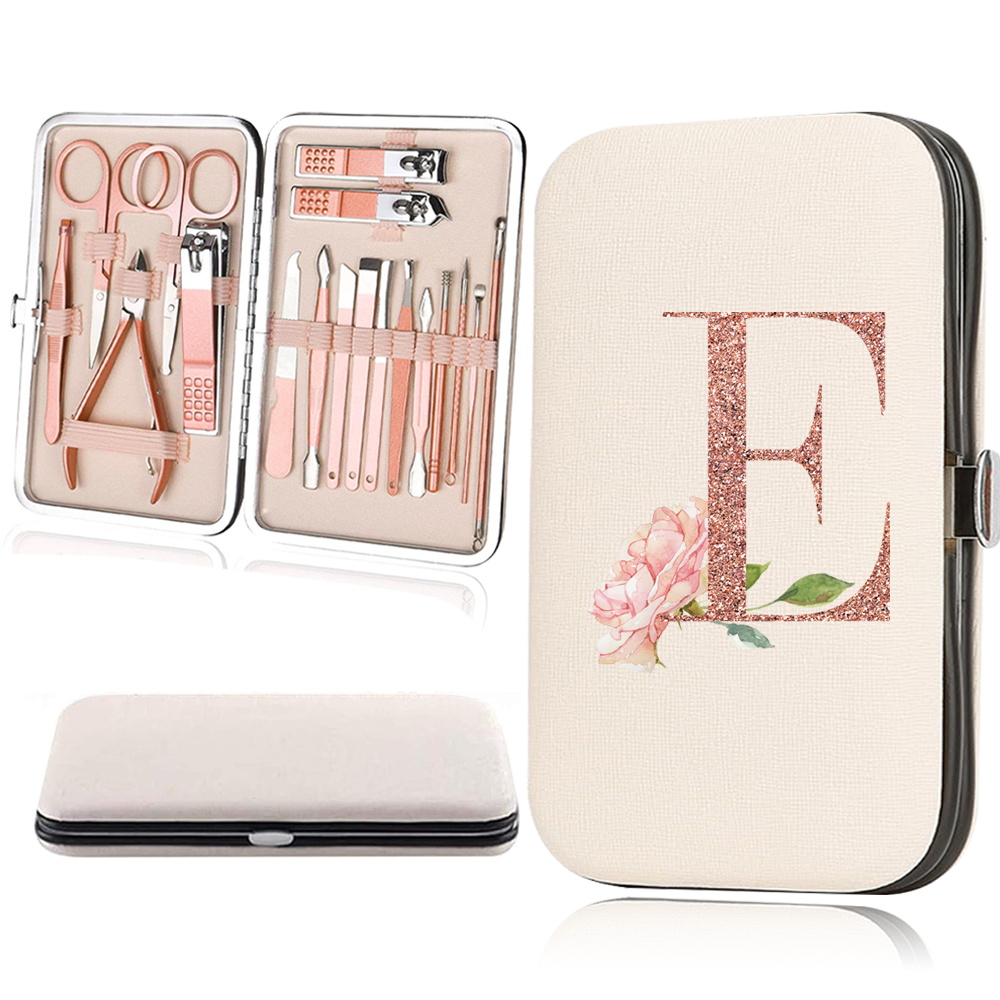 18pcs Rose Golden Nail Studio Set with Portable Storage Box