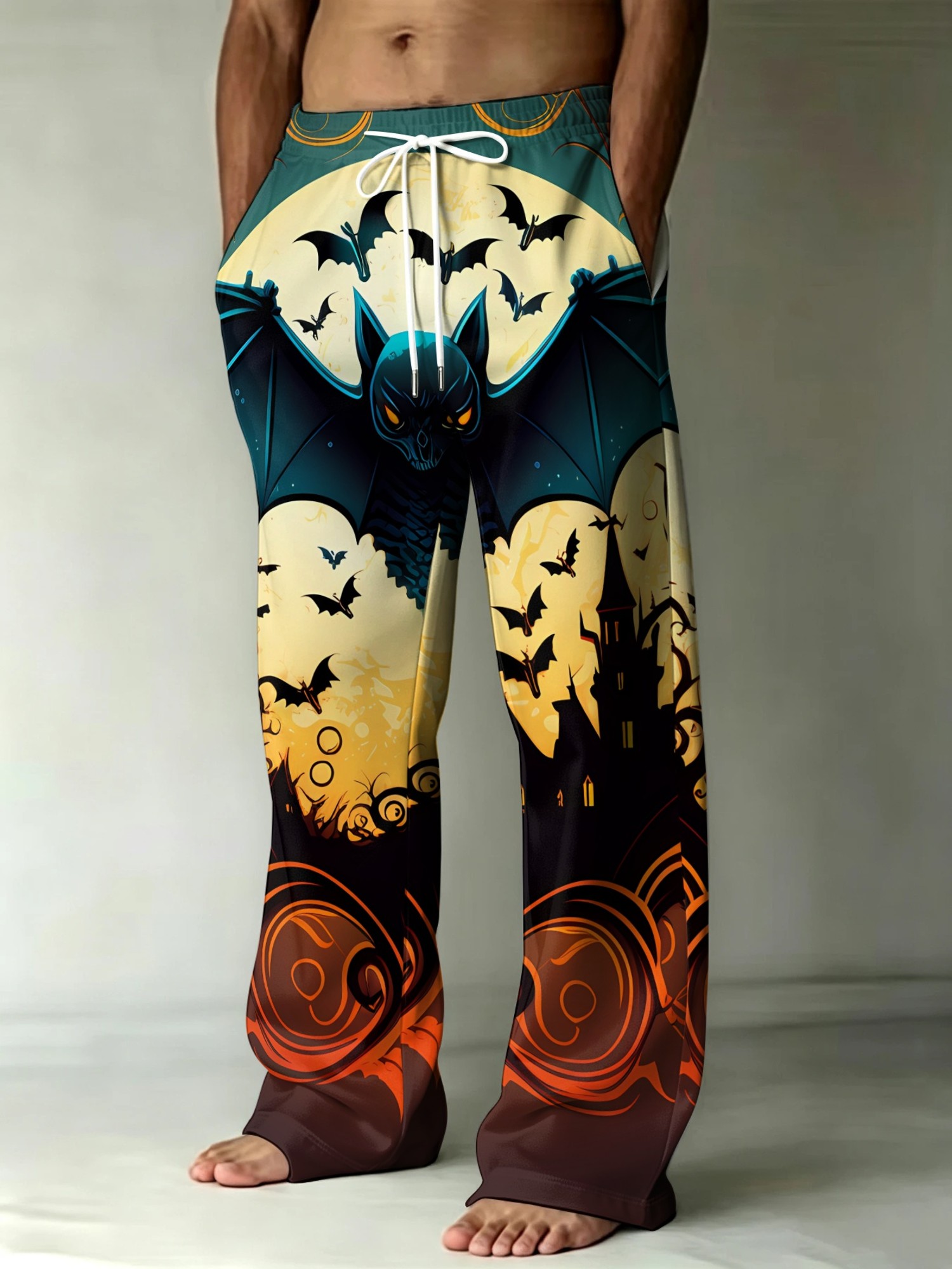 item picture mens novelty trousers halloween themed bat and castle print pants suitable for halloween parties festive occasions or gifts