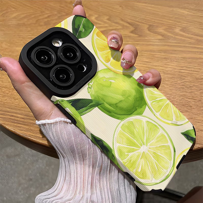 TEMU Artificial Leather Mobile Phone Case With Lemon And Sour Orange Illustration Design For Iphone16,16plus,16pro,16promax,iphone