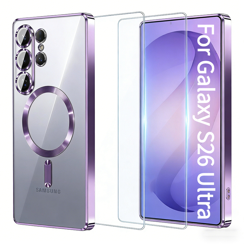 E-shop Handyhülle - 3-in-1 Magnetische Hülle Passend für Samsung Galaxy S26 Ultra S26 Plus S26, mit 2 Displayschutzfolien, [Kompatibel mit