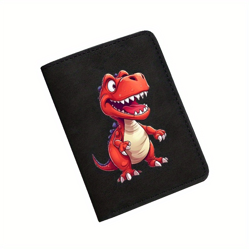 TEMU A Single Piece Wallet Featuring A Cartoon Dinosaur Design, This Unisex Double-fold Wallet Has Multiple Slots For Cards. A Stylish And Casual