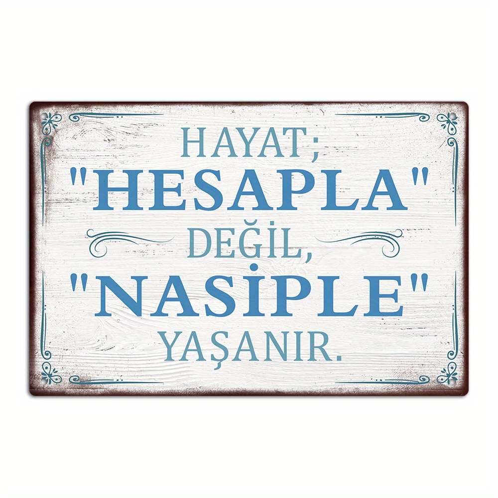 Image of Putuo Decor 1pc Turkish Vintage Metal Tin Sign, "hesapla" Wall Art For Home Office Pub Club, Gift For Birthdays, Weddings, Anniversaries, Christmas, Thanksgiving, Travel Gifts & Decorations