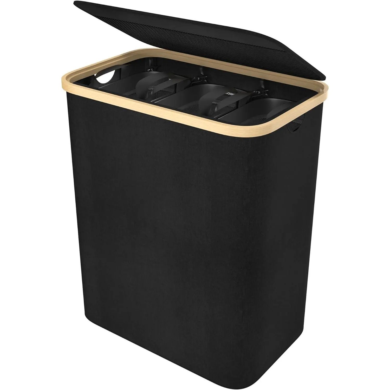 TEMU Laundry Basket, 3 Compartments, Laundry Hamper, Laundry Sorter With Lid And 3 Washable Laundry Bag, Oxford Fabric Laundry Bag For Laundry Room,