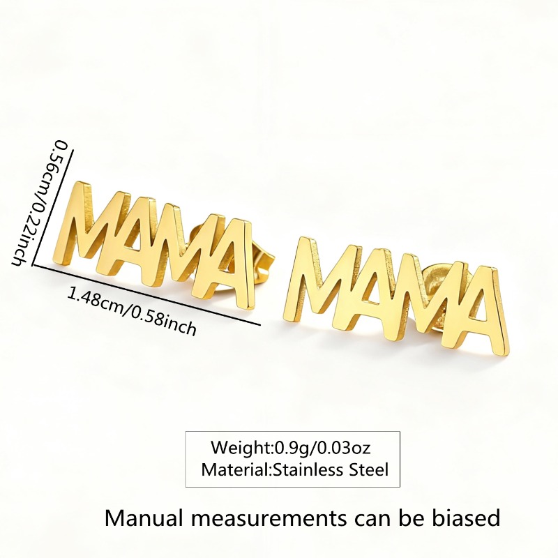 Women's Fashion "MAMA" Letter Design Stud Earrings