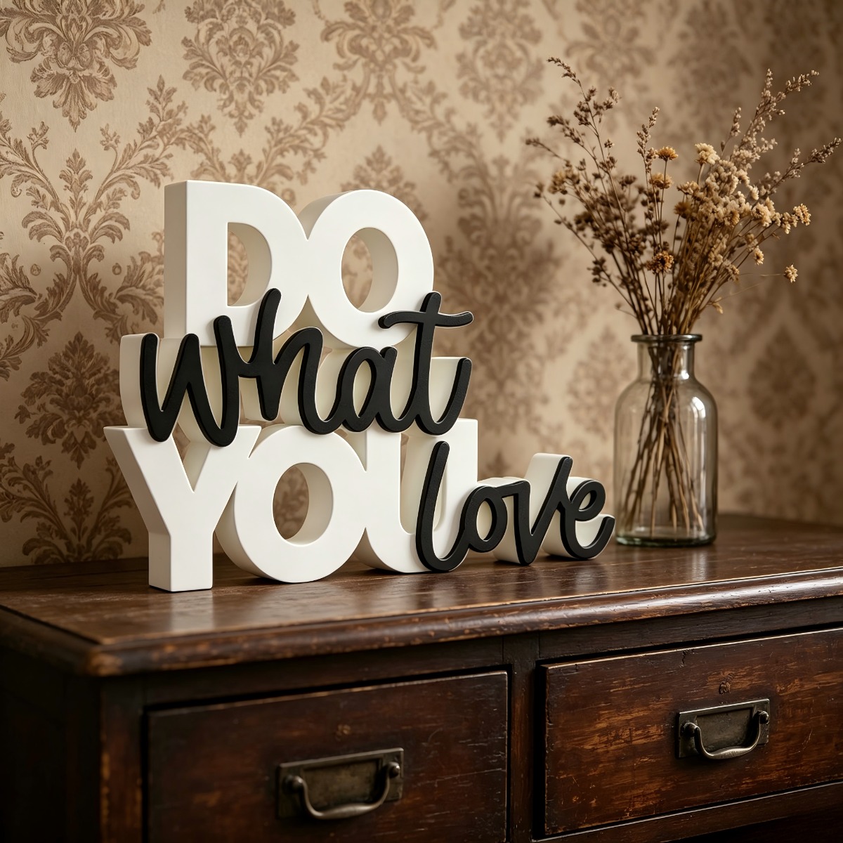 TEMU "" Inspirational 3d Pvc Letter Sign, Neutral Brown And White Desk Decor, Motivational Quote Tabletop Ornament For Bedroom Living Room Office,