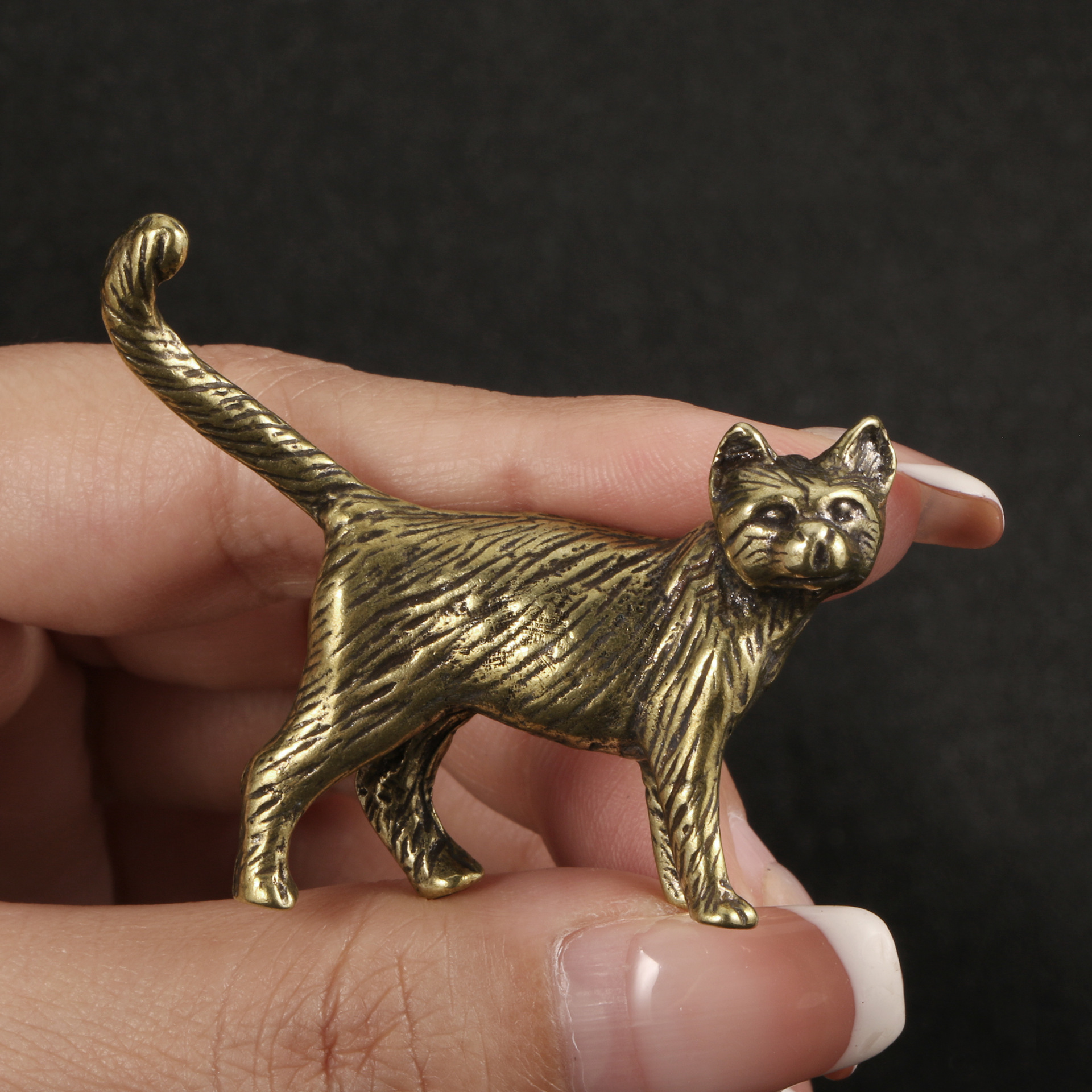 TEMU チャーミングな子猫の像 - 手作り金属製茶寵、精巧なディテール、卓上装飾や個人、クリスマス・ハロウィン・秋のレーション、感謝祭・用収集価値のあるフィギュア、贈り物に最適