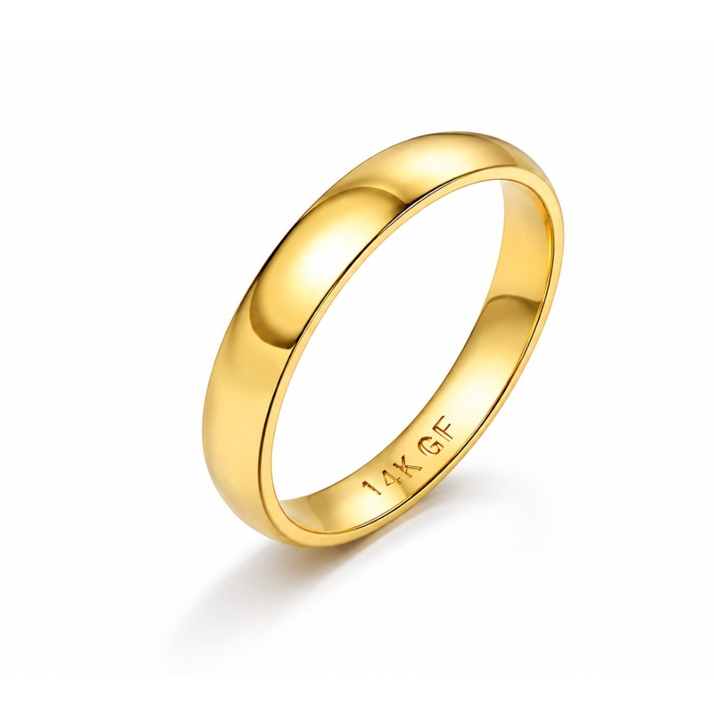 Image of 14k Gold Plated Ring For Women Men Ring Wedding Band Ring Non Tarnish Plain 6 To 10