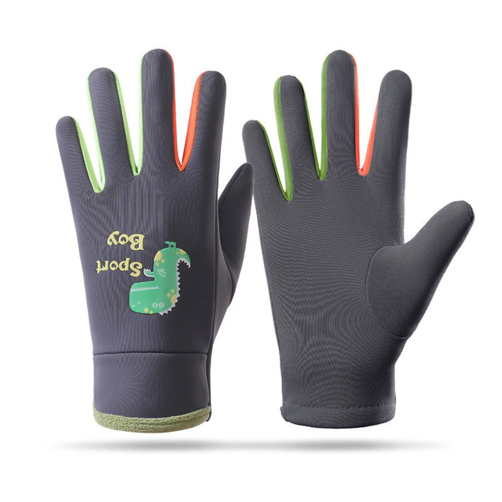 Ski Gloves - Kids' Warm Winter Gloves, Unisex Outdoor Sports And Ski Mittens, Fleece-lined And Thickened With Cartoon Dinosaur Pattern, Suitable For Outdoor Cycling And