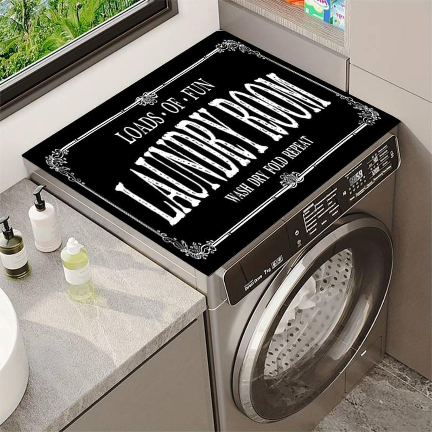 Odot Washer And Dryer Top Mat Cover, 3D Flower Washer Dryer Top - View #3