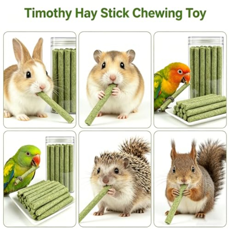 25pcs Rabbit Chew Toys, Timothy Grass Sticks, Rabbit Toys-Grinding Sticks, Suitable for Rabbits, Hamsters, Chinchillas, And Other Rodent Pets of Ideal Snacks