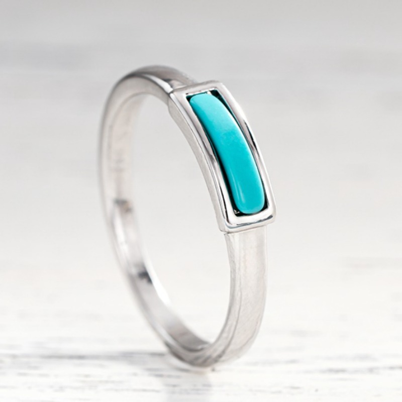 Women's Bohemian Rectangular Synthetic Turquoise Stackable Ring