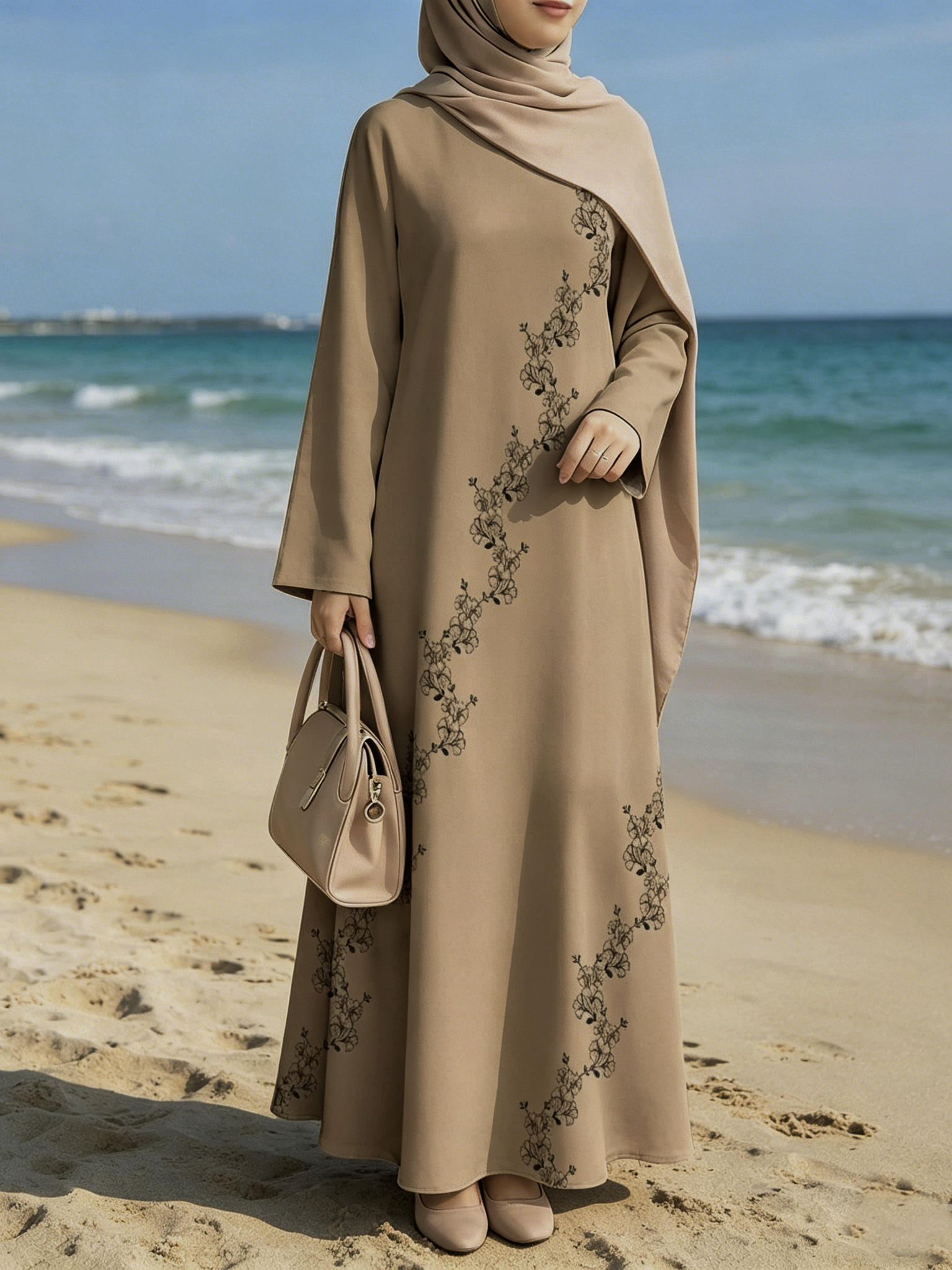 middle eastern style muslim womens robe new style loose fit traditional   long sleeve fashion floral pattern individual long dress lyq503