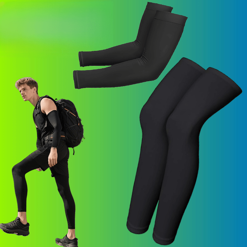 E-shop 2 Stück Kompressions-Arm- & Beinmanschetten - Ganzlängige Hoch-Elastische Schwarz/Weiß/Grau für Männer & Frauen, geeignet für , Laufen -