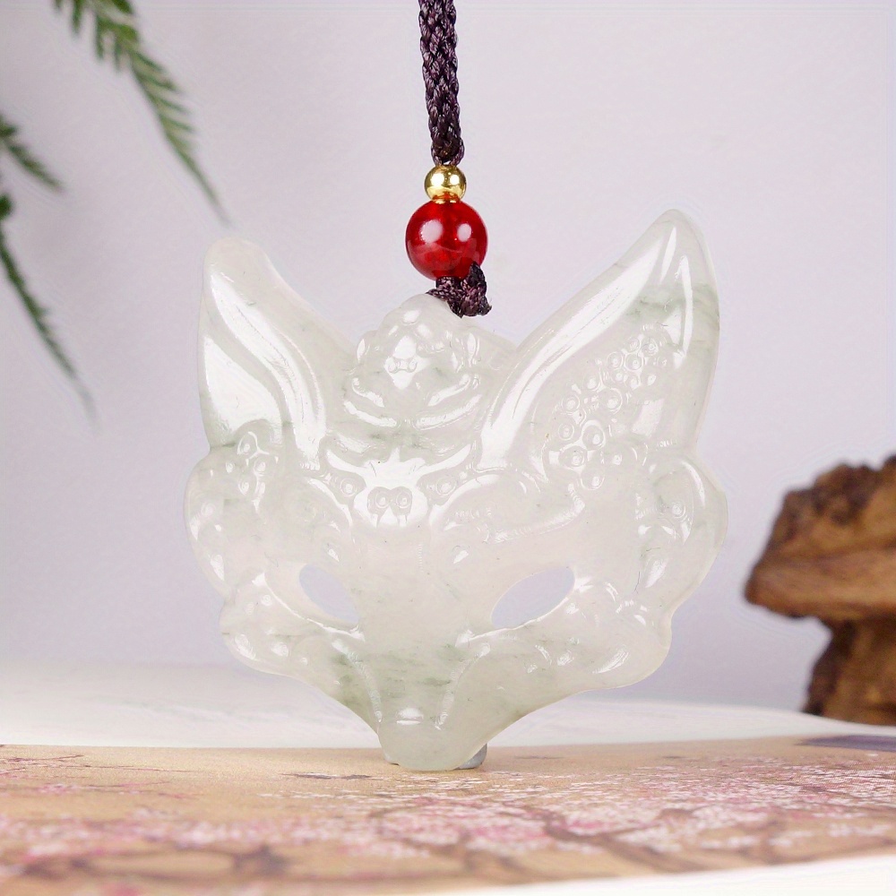 Natural Stone Fox Mask Pendant Necklace, Exquisite Gift