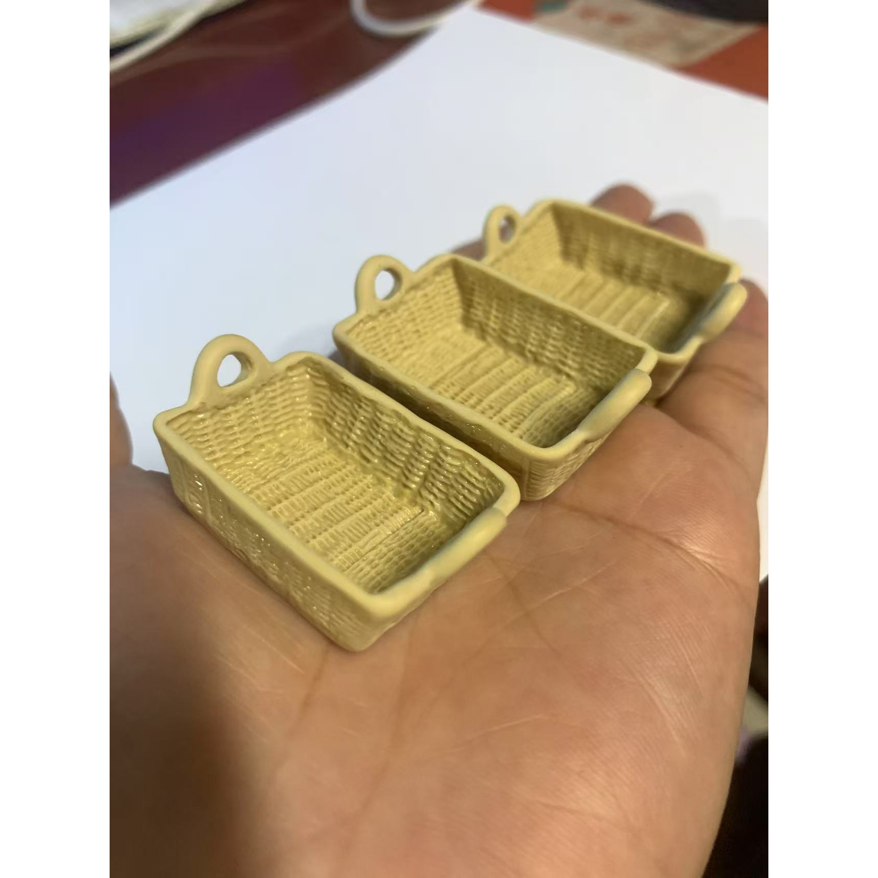 Image of 3pcs Set Of Resin Simulation Woven Bread Baskets Mini Dollhouse Miniature Food Play Store Model
