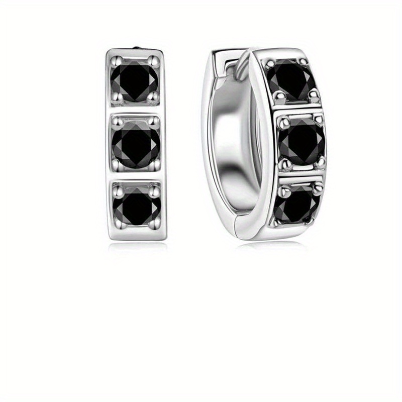 Image of 925 Sterling Silvery Moissanite Black Moissanite Earrings Are Versatile For Daily Wear, Party Travel, Gathering, Date, Valentine's Day, Birthday, Anniversary, Halloween, Christmas Gift