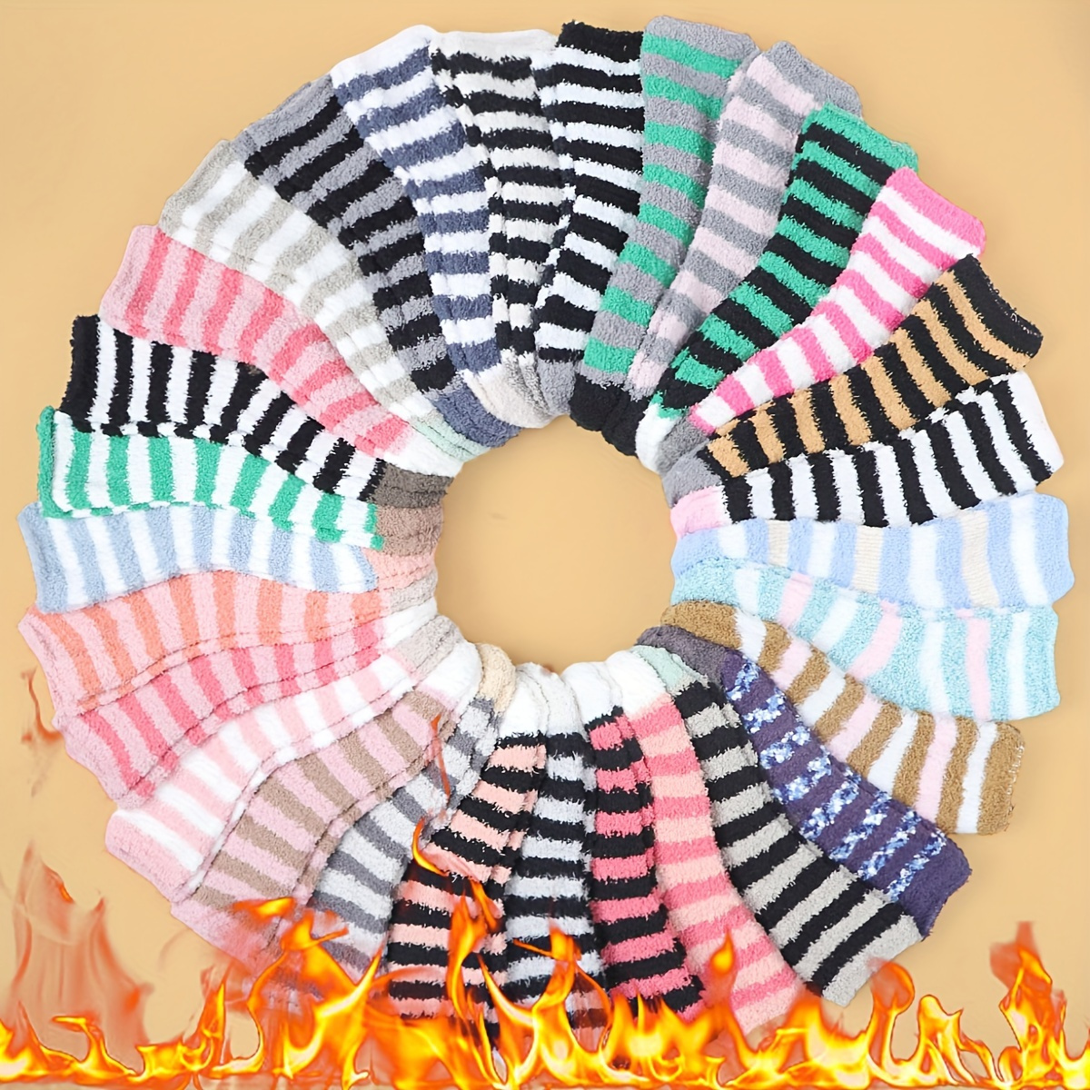 

5/10 Women's Fleece - Striped, Mid- For /, Polyester & , Or , , Ribbed , Ladies Accessories