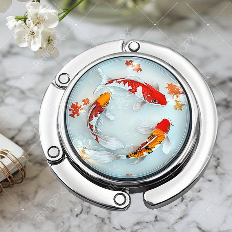 TEMU 1pc Creative Portable Metal Round Folding Hook With Glowing Design For Handbags And Table Support Ideal For Halloween Gifts Christmas Gifts