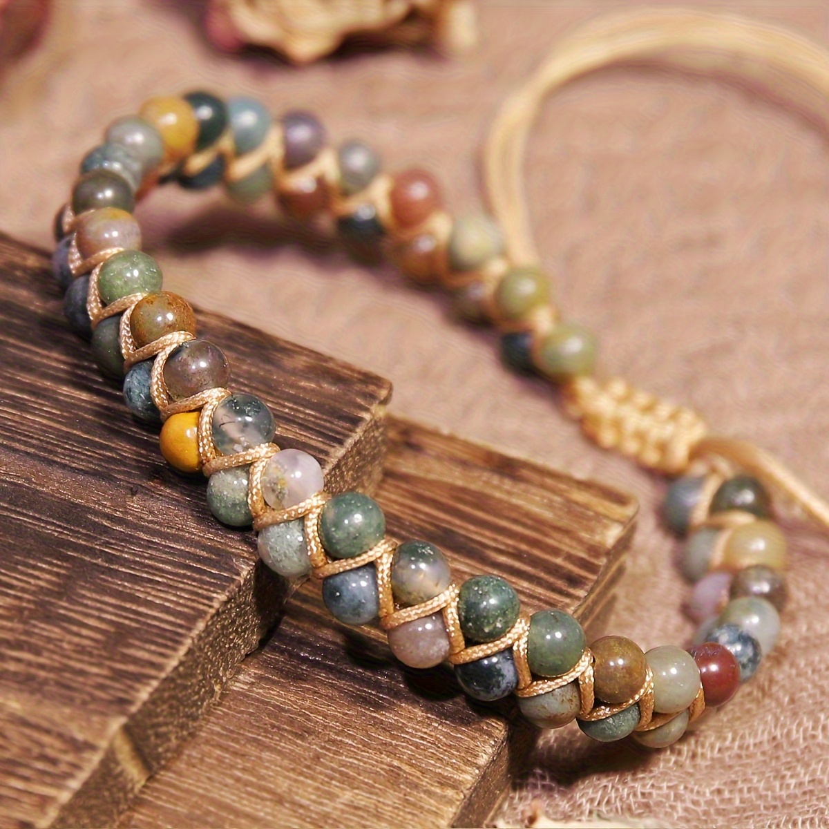 Multicolor Indian Agate Beaded Bracelet| Natural Stone Boho Jewelry| Empowering Women's Charm& Nature Love| Perfect Gift for Friends& Family