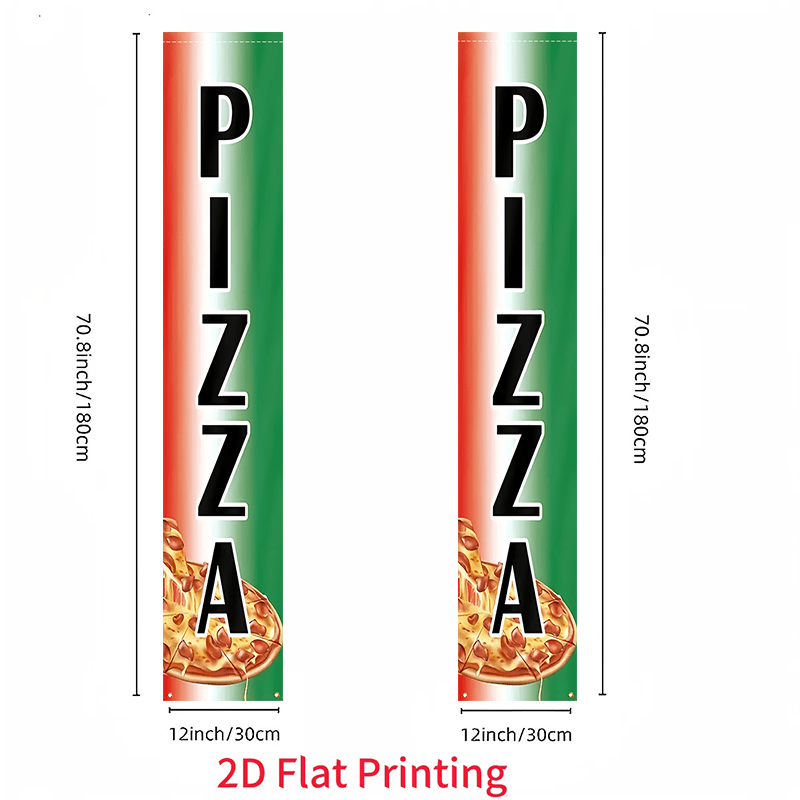 TEMU 2d Flat - 2d Flat - A 2d Flat Banner Featuring A Pizza Theme, Designed For Commercial Use And . This Decorative Hanging Flag, Measuring 12x70.8