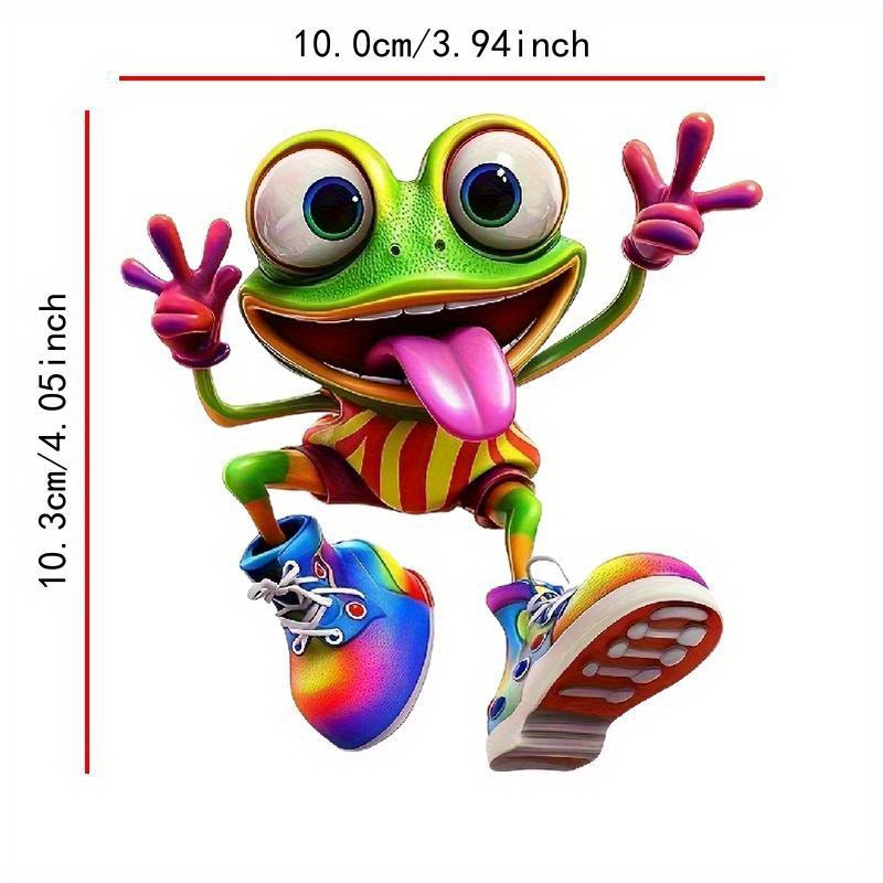 Set Of 3 2d Flat Car Decals Showcasing A Frog In Bright Hues - Ideal For Vehicles, Bikes, Laptops, Water Bottles, And Items!