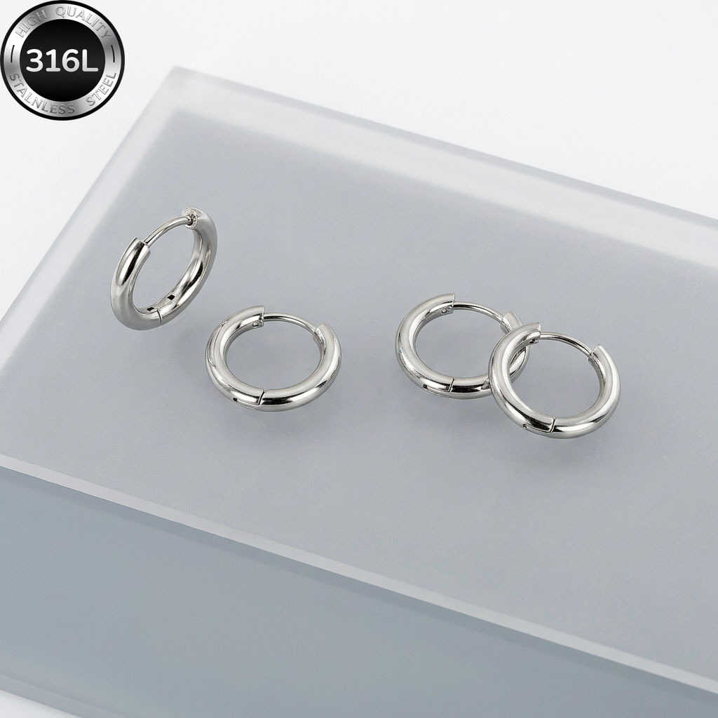 TEMU 4pcs Of High-quality Stainless Steel Low-allergy Earrings, Anti-allergy Titanium Steel Ear Buckles, Comfortable And Versatile, Simple And