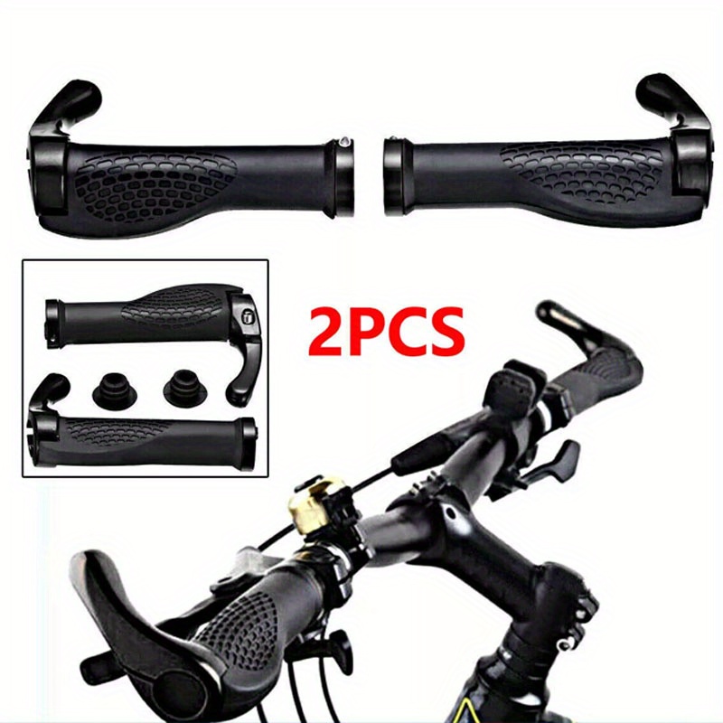 TEMU 2pcs Ergonomic Rubber Bar End Handlebar Grips Cycling Bicycle Mountain Bike
