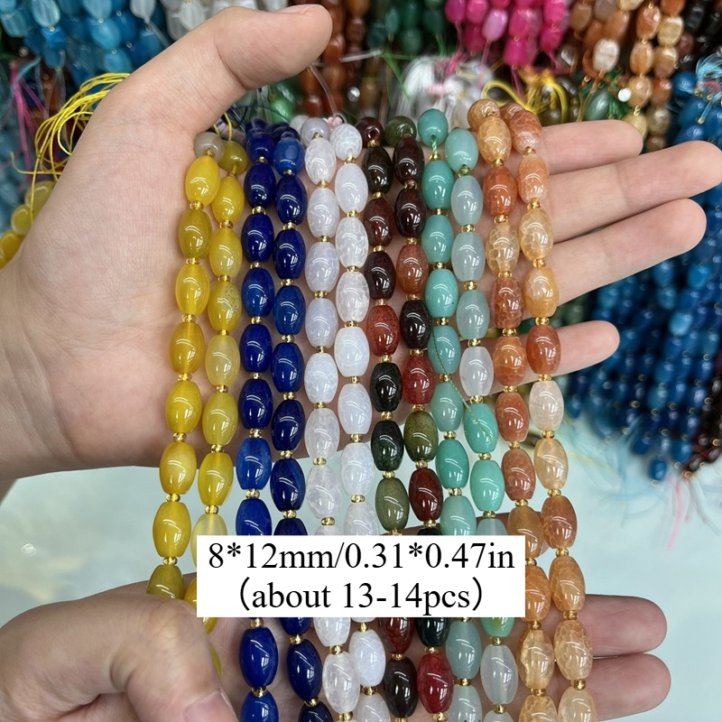 8X12Mm Vibrant Natural Stone Rice Beads Collection