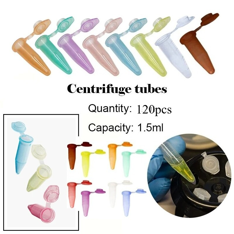 120pcs 1.5ml Lab Mini Plastic Test Tube Centrifuge Vial For Sample Storage Container