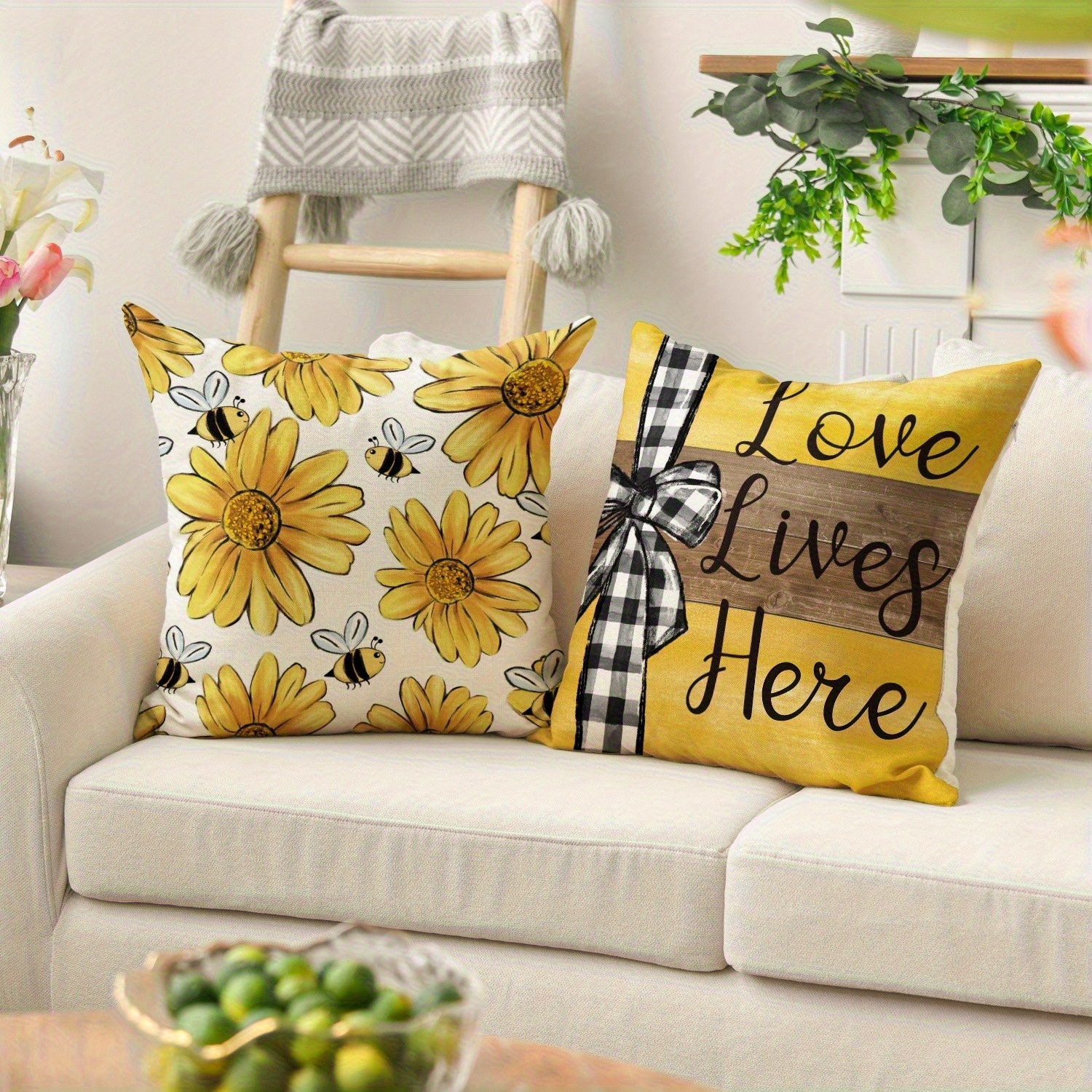 4pcs vintage floral   pillow covers double sided sunflower     sweet home text soft plush zipper closure cushion cases machine washable for living room bedroom sofa multiple sizes decorative pillow covers bedroom decor rustic charm decor textured fabric   accessories durable material home textiles   styling 2d flat Product details 7