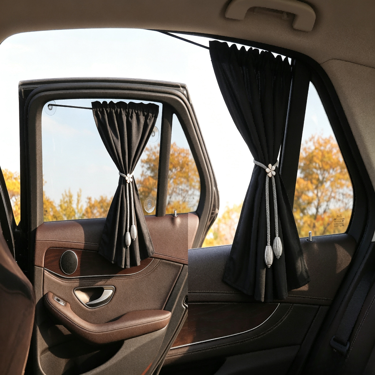 Image of Install Car Sunshade Curtains Without Damage, Sliding Track Car Window Shades For Summer Sun Protection And Privacy Inside The Car