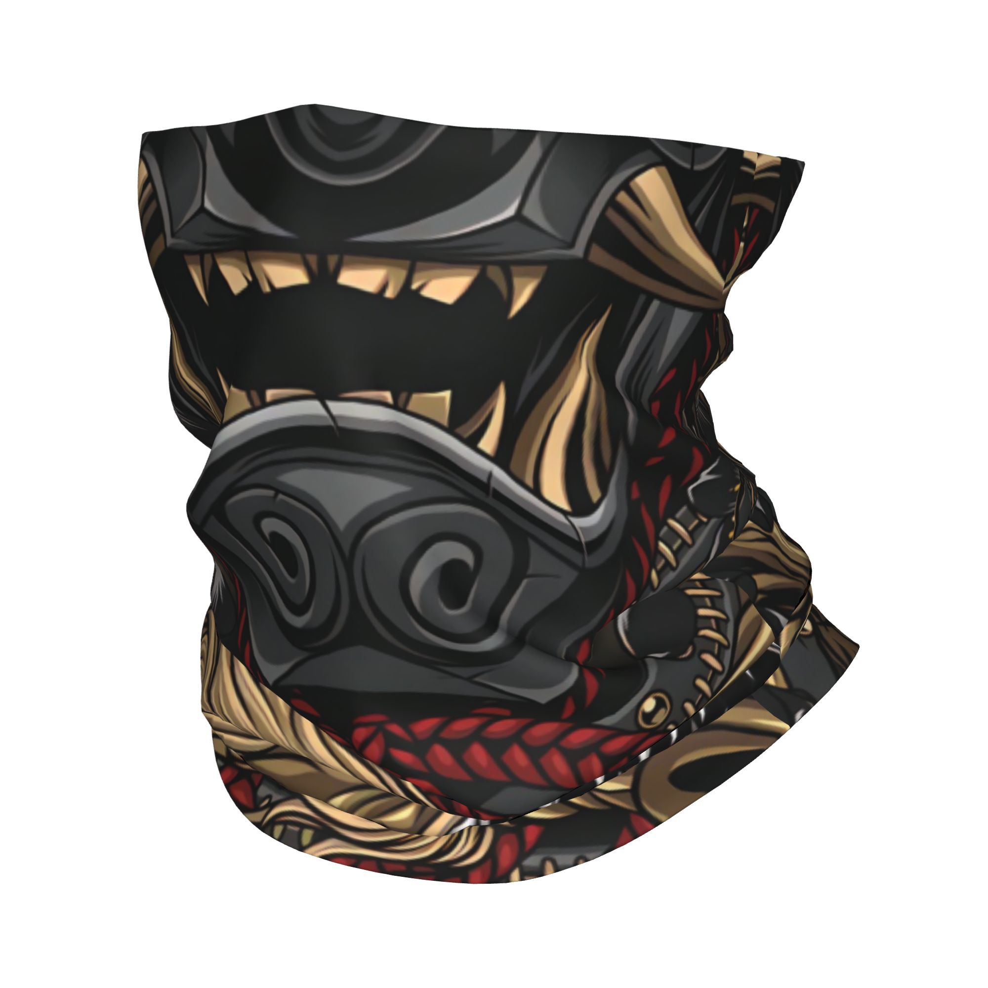 TEMU Japanese Oni Mask With Print Scarf Neckerchief Neck Face Mask Travel Lightweight 2d Print Design