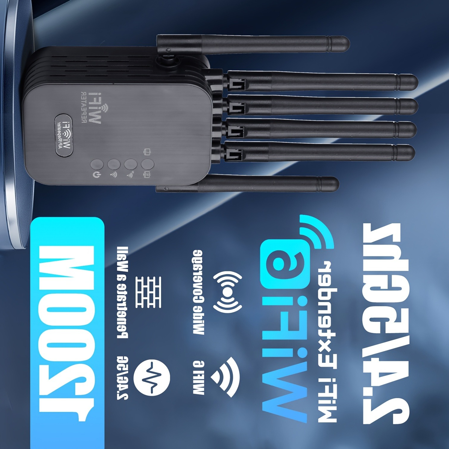 Wifi Extender, Wifi Extender For For Home & Outdoor, Device Servers Covers Up To 8600 Sq. Ft And 35 Devices, Internet Booster, Quick Setup, With Ethernet Port & .