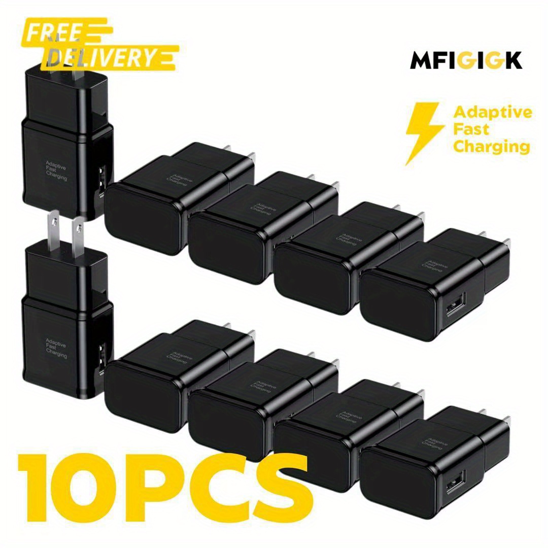 [10pcs fast usb wall charger] 10pcs fast charger block   adapter | usb charging head for s23 s22 s21 mfigigk, usb charger fast charging, fast charger for  , super fast usb charger, mobile charger fast charging, phone fast charger, phone charger,  , sleek adapter, sturdy construction, reliable adapter, charging brick, usb charging brick, tech enthusiasts, smartphone   Product details 0