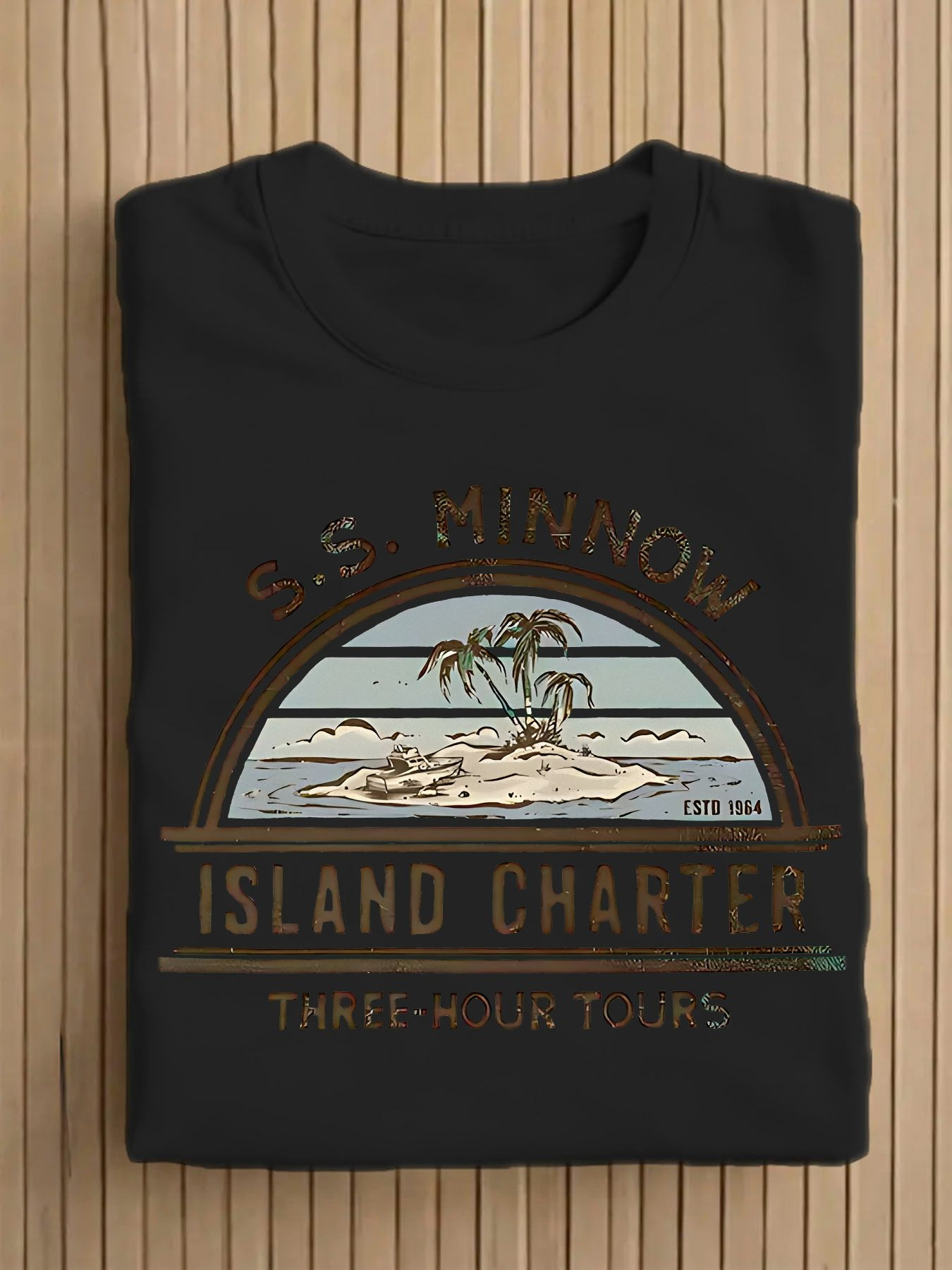 vintage ss minnow island rental pattern mens t shirt with three hour tour   1964 print retro     design casual crew neck summer short sleeve a must have for beach and   plus size
